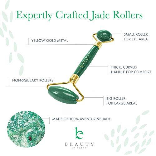 Jade Roller for Face - Face & Neck Massager for Skin Care, Facial Roller to Press Serums, Cream and Oil Into Skin, Lymphatic Drainage Massager Skin Care Tool, Eye Massager and Neck Roller (1 Pack) (Misc.)sec2